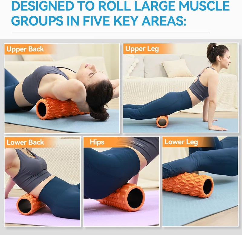Zmarthumb Foam Roller - 15 inch Deep Tissue Massager for Muscle Massage, Myofascial Trigger Point Release, Exercise, Yoga, Pilates & Stretching(Orange) - Image 5
